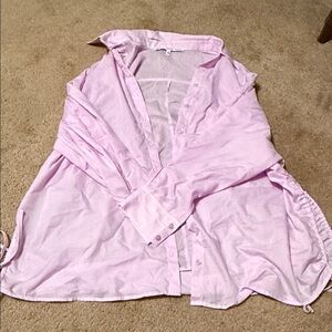 Lavender Drawstring Cinch button up beach cover-up